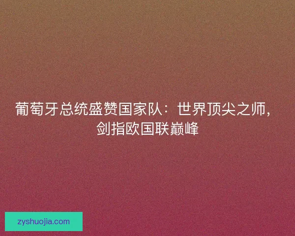 葡萄牙总统盛赞国家队：世界顶尖之师，剑指欧国联巅峰