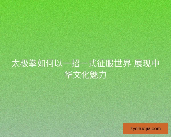 太极拳如何以一招一式征服世界 展现中华文化魅力 太极拳如何以一招一式征服世界 展现中华文化魅力