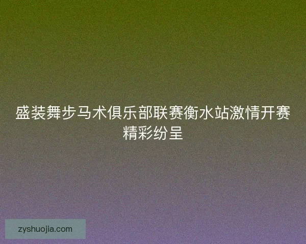 盛装舞步马术俱乐部联赛衡水站激情开赛精彩纷呈